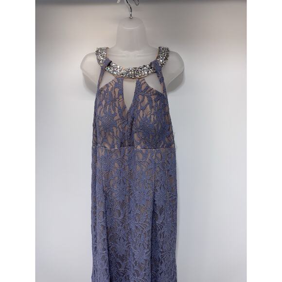 Deb Glitter Lace Lavender Formal Halter Gown Lined Women’s Size 18 NWT - Picture 2 of 10